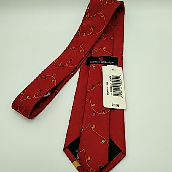 American Greetings mens tie Reindeer Lights NEW - Picture 3 of 4